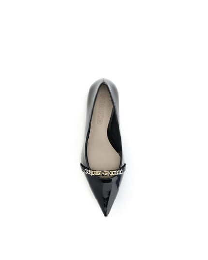 PINKO Black Calf Leather Bos Taurus Mid Heel Pumps