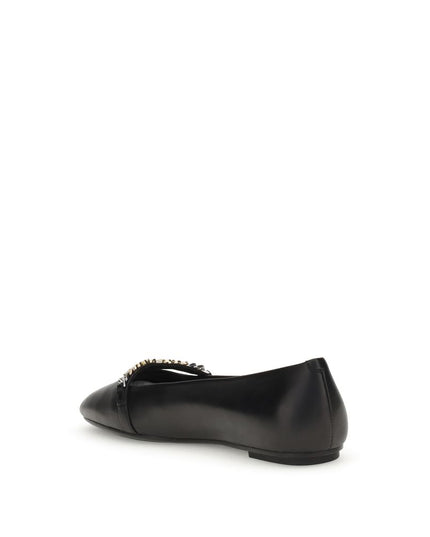PINKO Black Calf Leather Bos Taurus Ballet Flats
