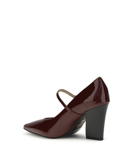 PINKO Bordeaux Calf Leather Bos Taurus High Heel Pumps