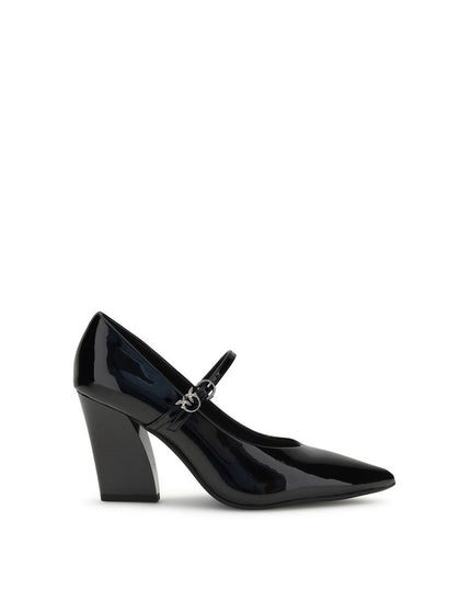 PINKO Black Calf Leather Bos Taurus High Heel Pumps