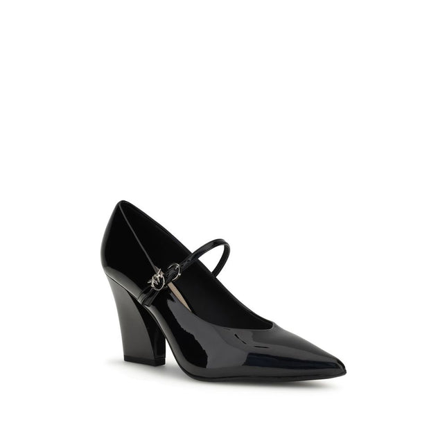 PINKO Black Calf Leather Bos Taurus High Heel Pumps
