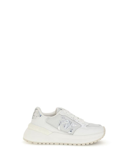 PINKO White Calf Leather Bos Taurus Chunky Sneakers