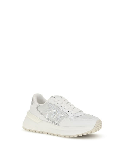PINKO White Calf Leather Bos Taurus Chunky Sneakers
