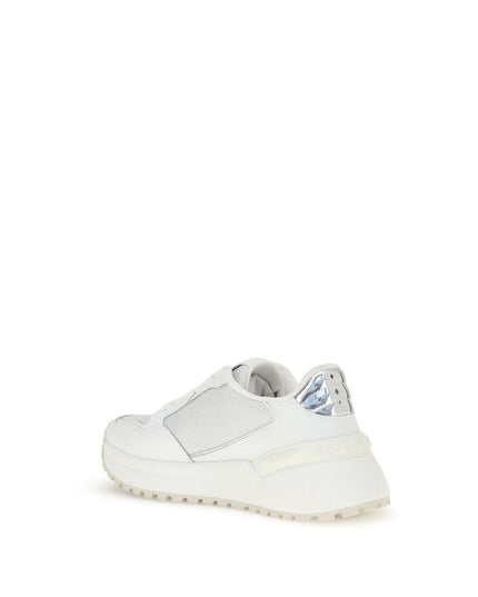 PINKO White Calf Leather Bos Taurus Chunky Sneakers