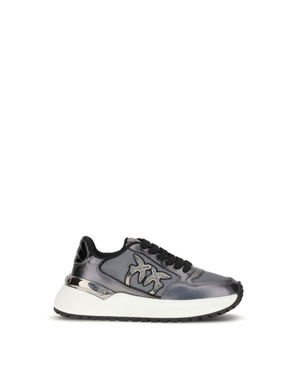 PINKO Gray Fabric Low Top Sneakers