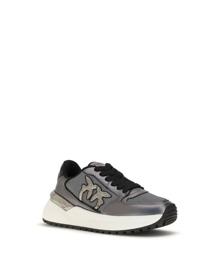 PINKO Gray Fabric Low Top Sneakers