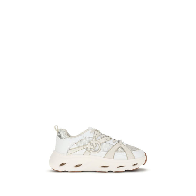 PINKO White Calf Leather Bos Taurus Chunky Sneakers