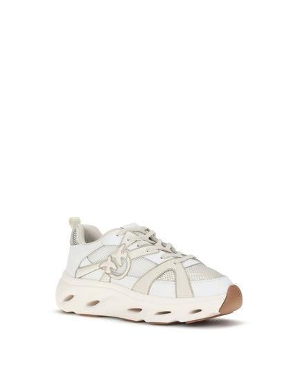 PINKO White Calf Leather Bos Taurus Chunky Sneakers