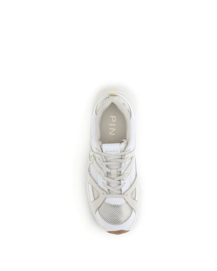 PINKO White Calf Leather Bos Taurus Chunky Sneakers