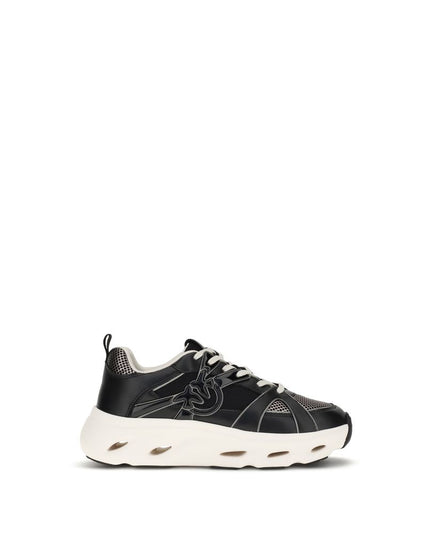 PINKO Black Calf Leather Bos Taurus Chunky Sneakers