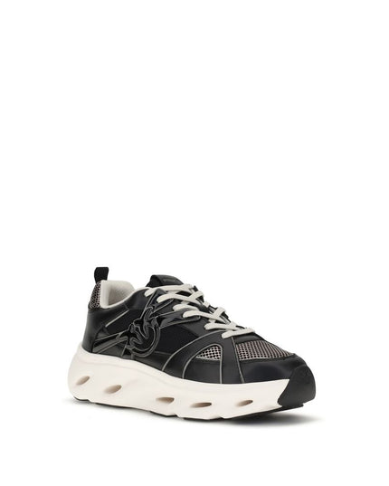 PINKO Black Calf Leather Bos Taurus Chunky Sneakers