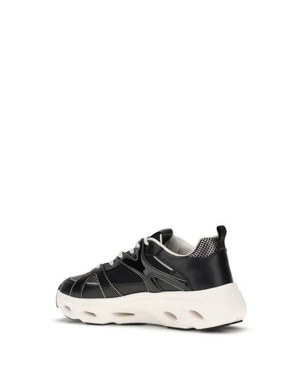 PINKO Black Calf Leather Bos Taurus Chunky Sneakers