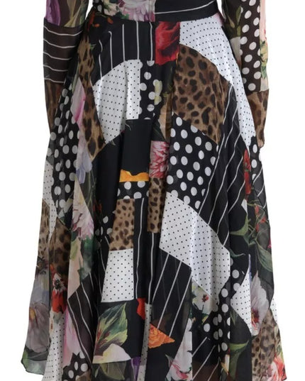 Dolce & Gabbana Multicolor Patchwork Floral Leopard Dress