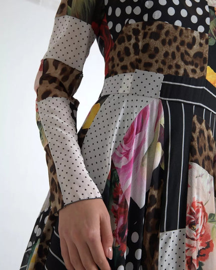 Dolce & Gabbana Multicolor Patchwork Floral Leopard Dress