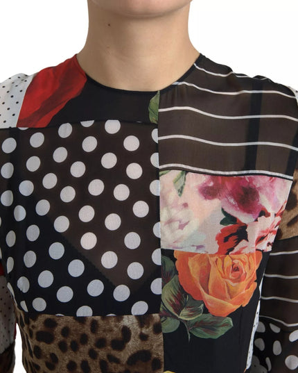 Dolce & Gabbana Multicolor Patchwork Floral Leopard Dress