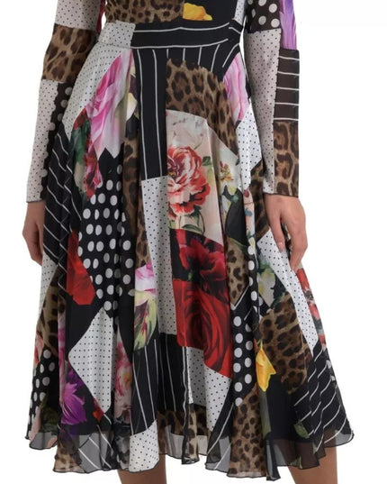 Dolce & Gabbana Multicolor Patchwork Floral Leopard Dress