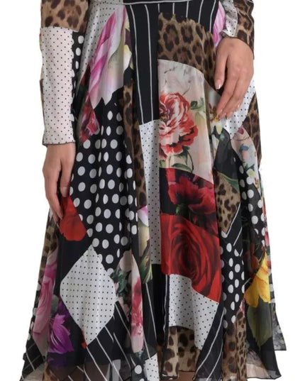Dolce & Gabbana Multicolor Patchwork Floral Leopard Dress