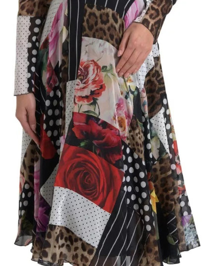 Dolce & Gabbana Multicolor Patchwork Floral Leopard Dress