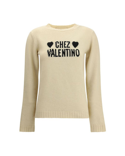 Valentino Cream Fleece Wool Sweatshirt