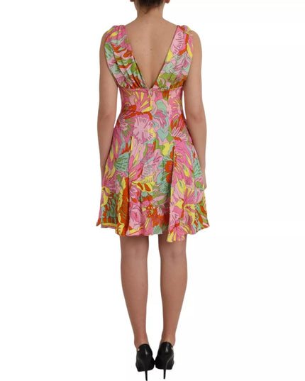 Dolce & Gabbana Multicolor Floral Silk Flared Mini Dress