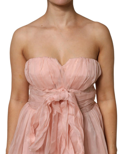 Dolce & Gabbana Pink Silk Chiffon A-line Pleated Midi Dress