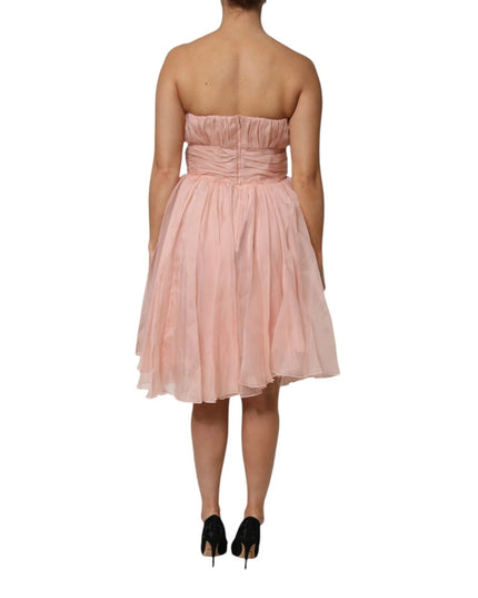 Dolce & Gabbana Pink Silk Chiffon A-line Pleated Midi Dress