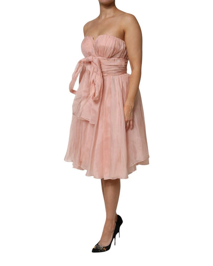 Dolce & Gabbana Pink Silk Chiffon A-line Pleated Midi Dress