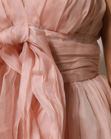 Dolce & Gabbana Pink Silk Chiffon A-line Pleated Midi Dress