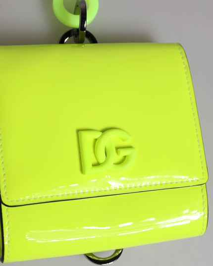 Dolce & Gabbana Yellow Green Bifold DG Logo Neck Strap Cardholder Wallet