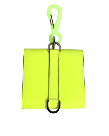 Dolce & Gabbana Yellow Green Bifold DG Logo Neck Strap Cardholder Wallet