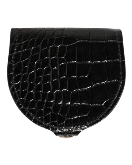 Dolce & Gabbana Black Polished Crocodile Leather Mens Coin Purse Wallet