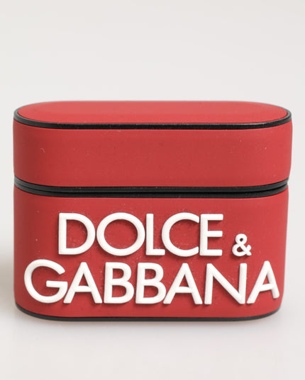 Dolce & Gabbana Red White Silicone Embossed Logo Accessory Airpods Case