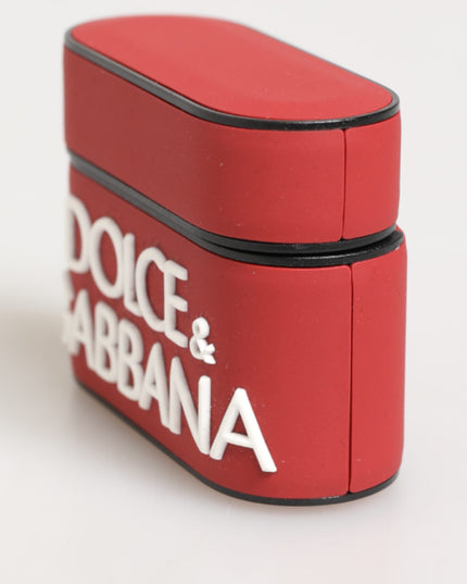 Dolce & Gabbana Red White Silicone Embossed Logo Accessory Airpods Case