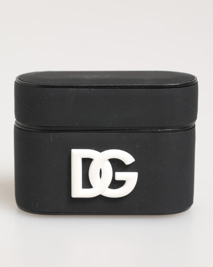 Dolce & Gabbana Black White Rubber Embossed Logo Accessory Airpods Case