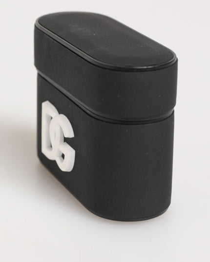 Dolce & Gabbana Black White Rubber Embossed Logo Accessory Airpods Case
