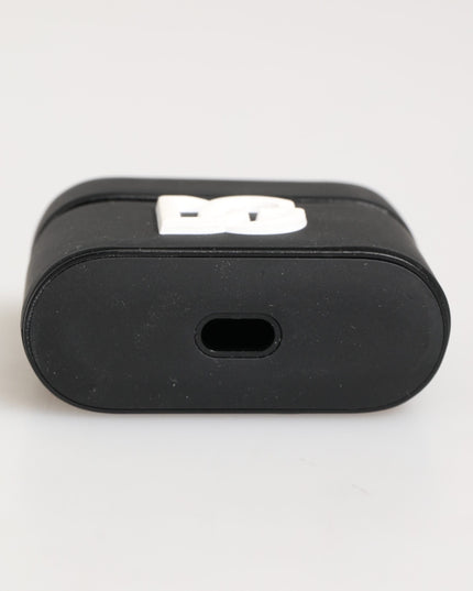 Dolce & Gabbana Black White Rubber Embossed Logo Accessory Airpods Case