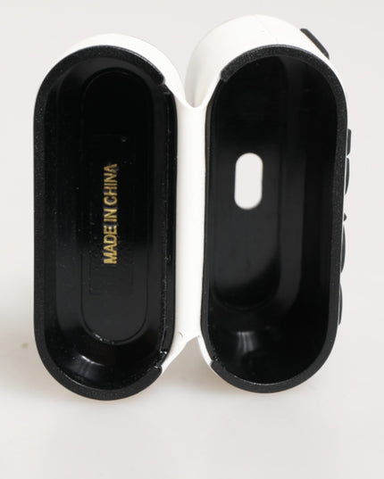 Dolce & Gabbana White Black Rubber Logo Embossed Accessory Airpods Case
