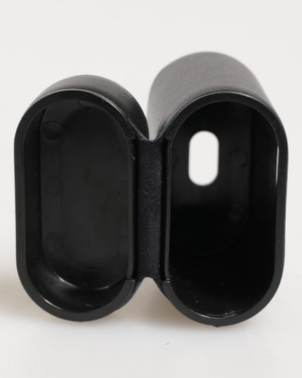 Dolce & Gabbana Black Calfskin Leather Logo Print Flip Holder Airpods Case