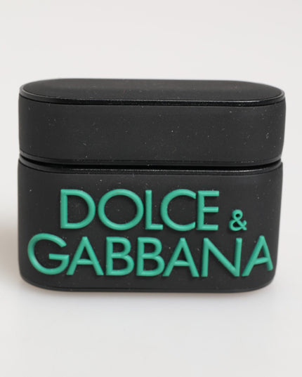 Dolce & Gabbana Black Mint Rubber Logo Embossed Accessory  Airpods Case