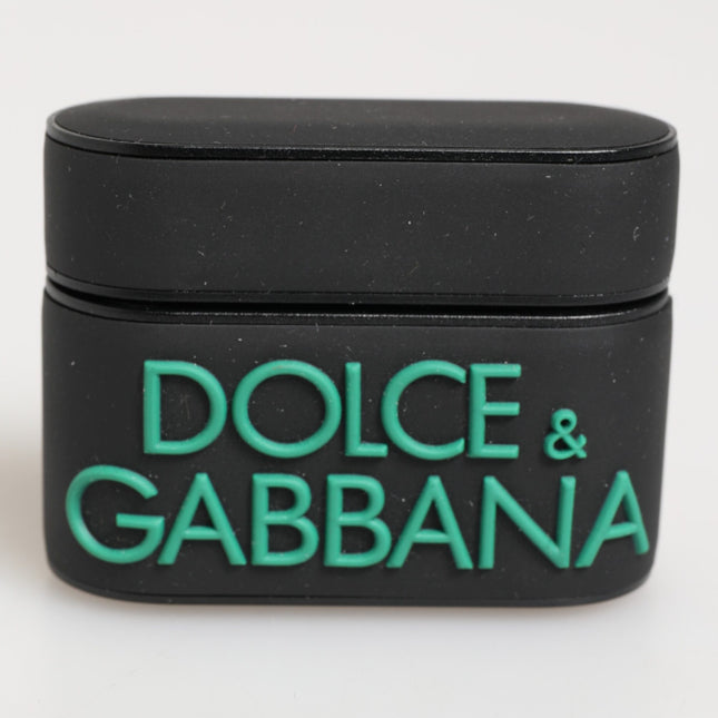 Dolce & Gabbana Black Mint Rubber Logo Embossed Accessory  Airpods Case