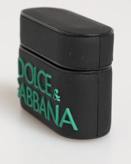 Dolce & Gabbana Black Mint Rubber Logo Embossed Accessory  Airpods Case