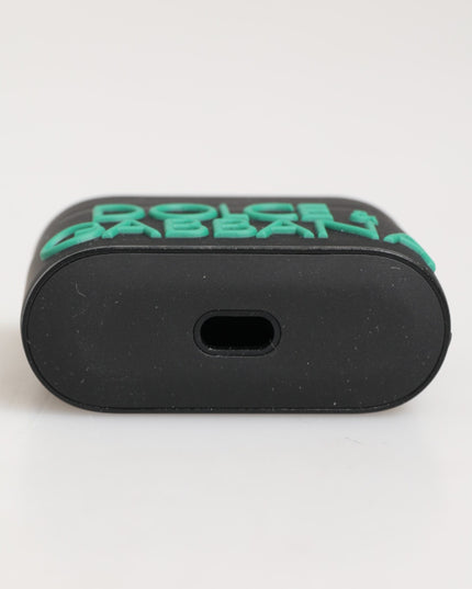 Dolce & Gabbana Black Mint Rubber Logo Embossed Accessory  Airpods Case