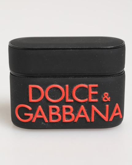 Dolce & Gabbana Black Orange Rubber Logo Embossed Accessory Airpods Case