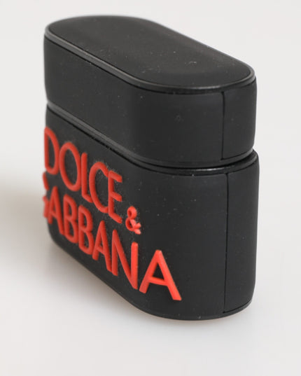 Dolce & Gabbana Black Orange Rubber Logo Embossed Accessory Airpods Case
