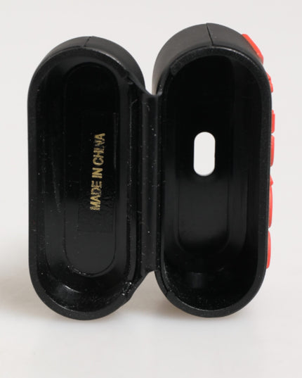 Dolce & Gabbana Black Orange Rubber Logo Embossed Accessory Airpods Case
