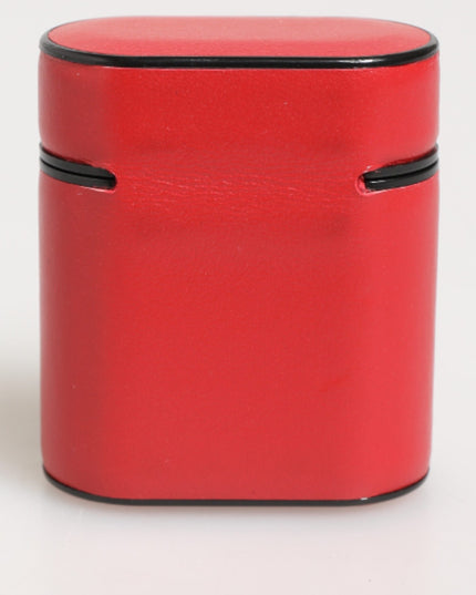 Dolce & Gabbana Red White Calfskin Leather Logo Flip Holder Airpods Case