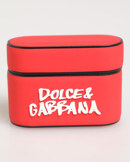 Dolce & Gabbana Red PVC DG Logo Embossed Men Flip Holder  Airpods Case