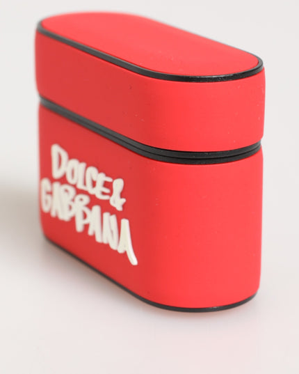Dolce & Gabbana Red PVC DG Logo Embossed Men Flip Holder  Airpods Case