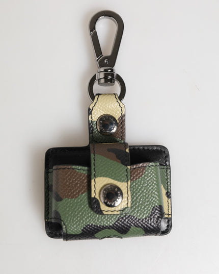 Dolce & Gabbana Multicolor Camouflage Leather Metal Accessory  Airpods Case