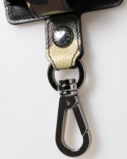 Dolce & Gabbana Multicolor Camouflage Leather Metal Accessory  Airpods Case